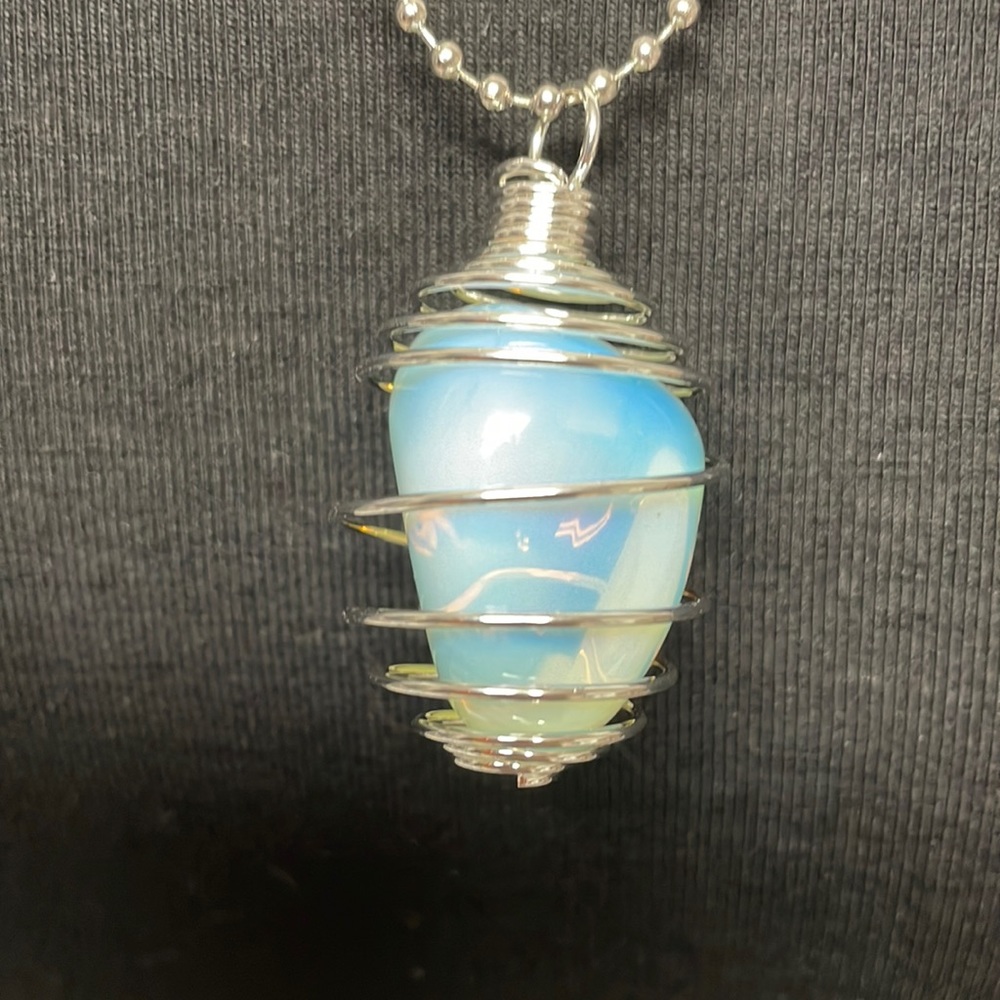 Tumbled Opalite Cage Charm Necklace (5)